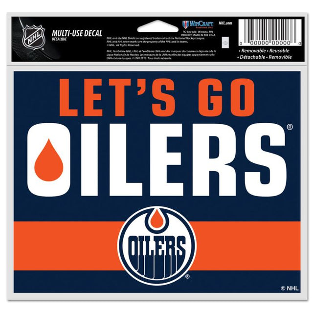 Calcomanía multiusos de los Edmonton Oilers, fondo transparente, 5" x 6"