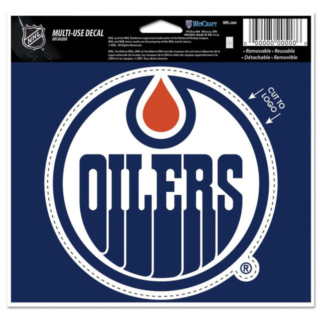 Calcomanía multiusos de los Edmonton Oilers: cortada con el logotipo de 5" x 6"