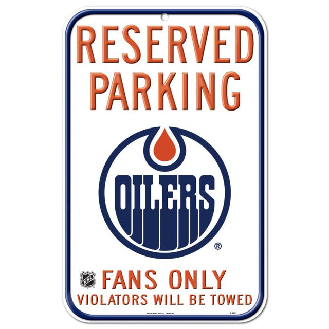 Letrero de plástico de los Edmonton Oilers de 11" x 17"