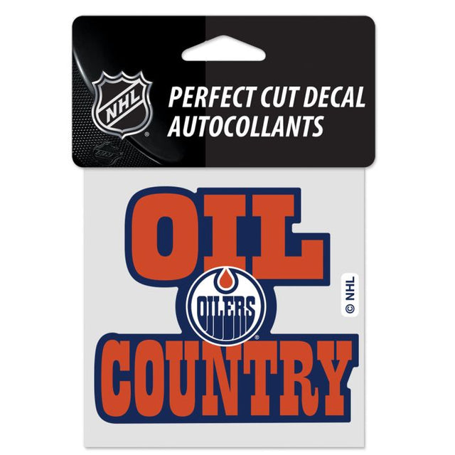 Edmonton Oilers SLOGAN OIL COUNTRY Perfect Cut Color Decal 4" x 4"