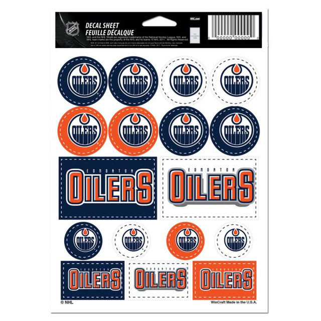 Lámina de vinilo con calcomanías de los Edmonton Oilers de 5" x 7"