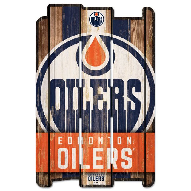 Letrero de madera para cerca de los Edmonton Oilers