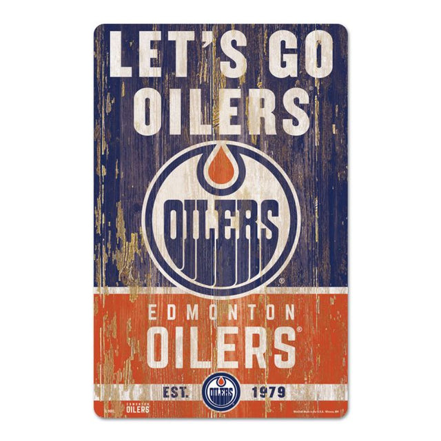 Letrero de madera de los Edmonton Oilers, 11" x 17", 1/4" de grosor