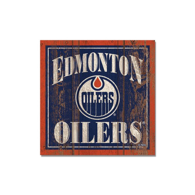 Imán de madera de los Edmonton Oilers de 3" x 3"