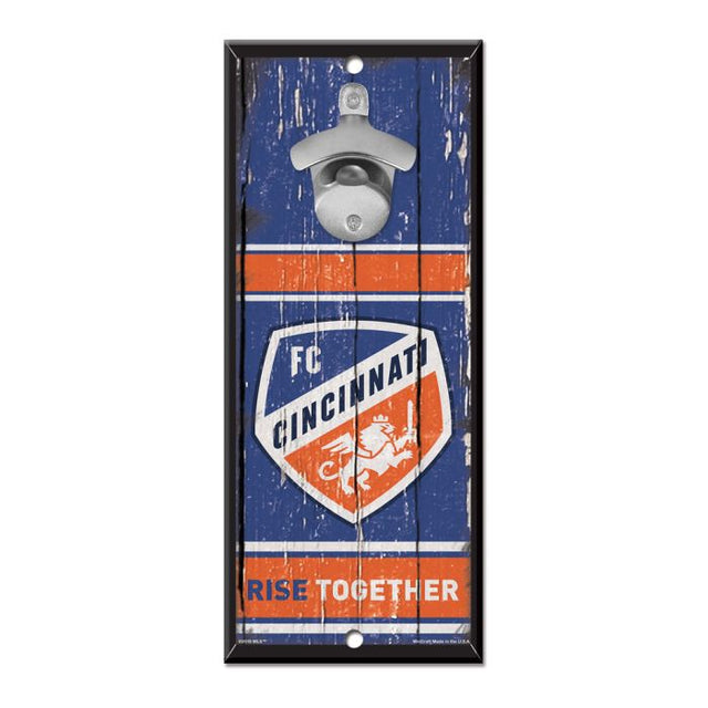 Letrero destapador de botellas del FC Cincinnati de 5 x 11 pulgadas