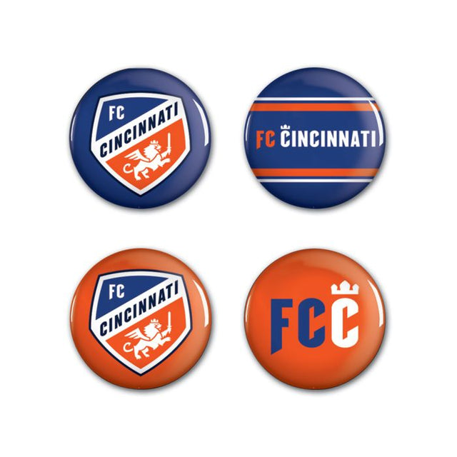 Paquete de 4 botones del FC Cincinnati de 1 1/4" de diámetro