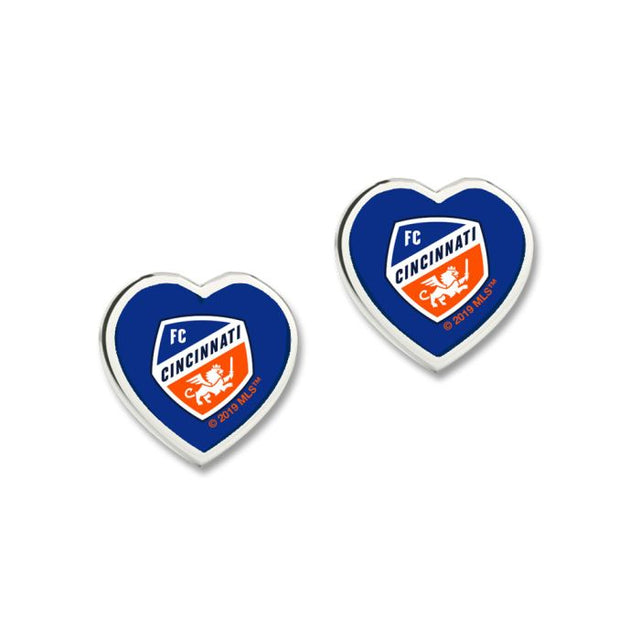 Pendientes del FC Cincinnati con corazón en 3D