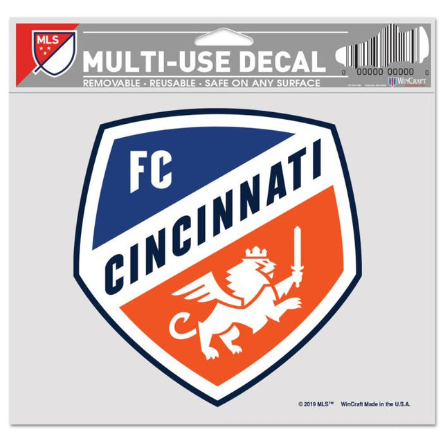 Calcomanía multiusos del FC Cincinnati, fondo transparente, 5" x 6"