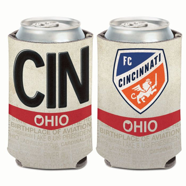 Enfriador de lata con placa del estado del FC Cincinnati de 12 oz.