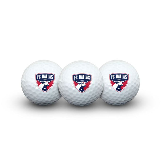 3 pelotas de golf del FC Dallas en formato concha