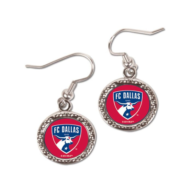 Pendientes de joyería FC Dallas en forma de tarjeta redonda