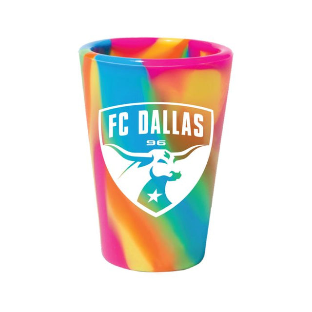 Vaso de chupito de silicona de 1,5 oz con el logo HIPPIE HOPS del FC Dallas