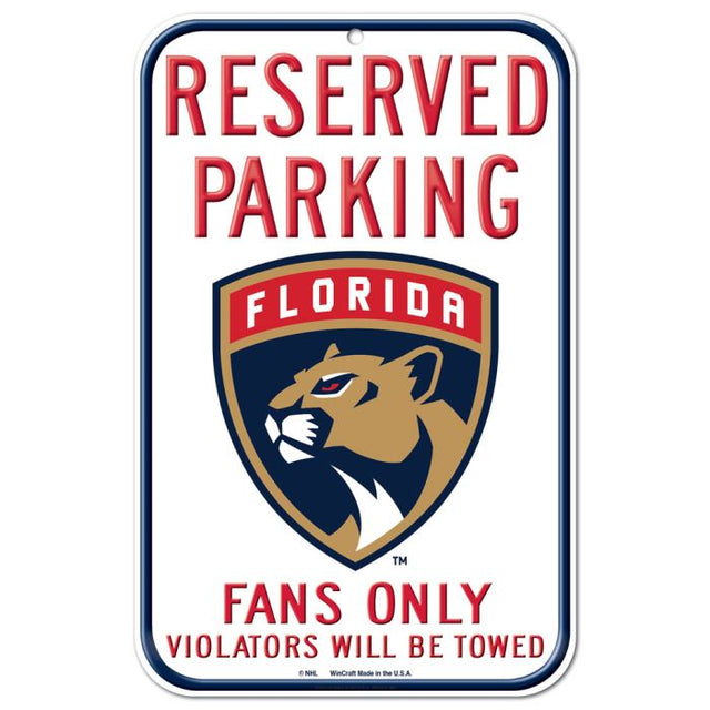 Letrero de plástico de estacionamiento reservado de Florida Panthers de 11" x 17"