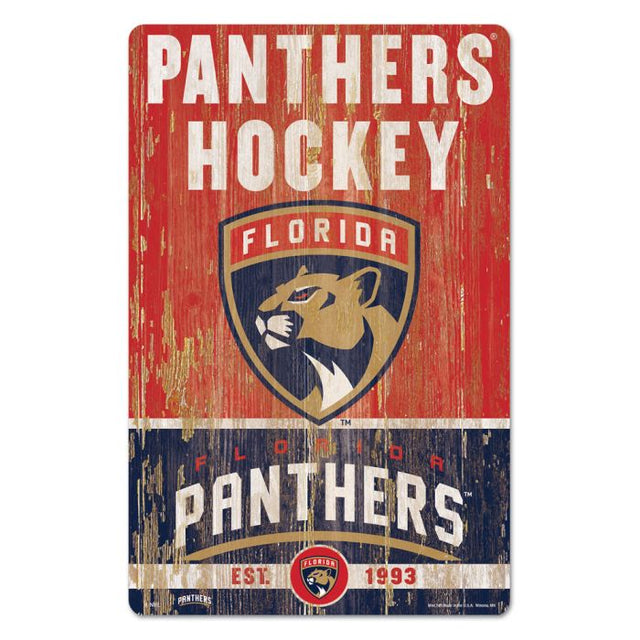 Letrero de madera con el lema de los Florida Panthers, 11" x 17", 1/4" de grosor