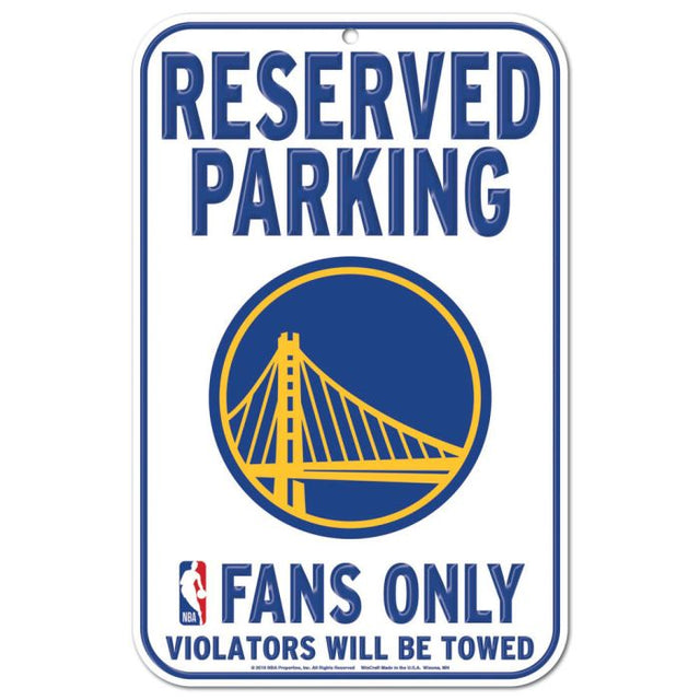 Letrero de plástico de estacionamiento reservado de los Golden State Warriors, 11" x 17"