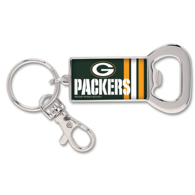 Llavero con abrebotellas rectangular de los Green Bay Packers