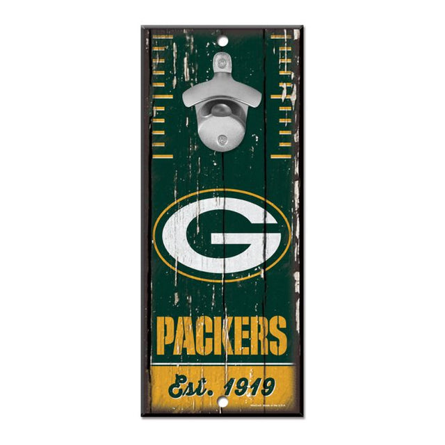 Letrero destapador de botellas de los Green Bay Packers de 5 x 11 pulgadas