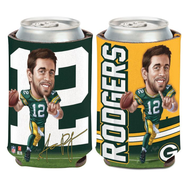 Enfriador de latas con caricatura de los Green Bay Packers de 12 onzas de Aaron Rodgers