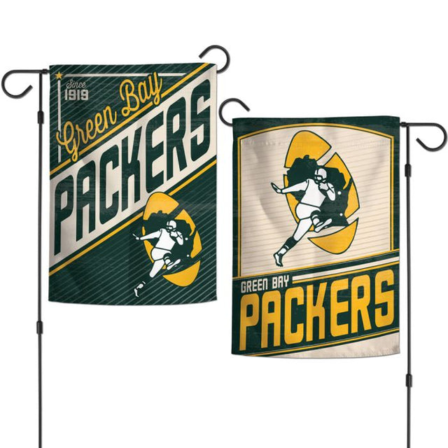 Banderas de jardín retro con el logotipo clásico de los Green Bay Packers, de 2 lados, 12,5" x 18"