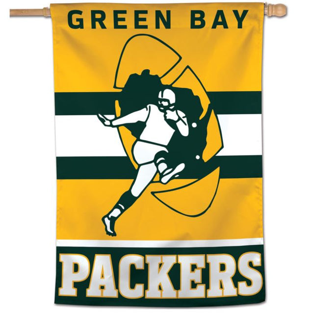 Bandera vertical retro con el logotipo clásico de los Green Bay Packers, 28" x 40"