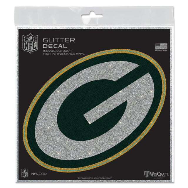 Calcomanía con purpurina de los Green Bay Packers de 6" x 6"