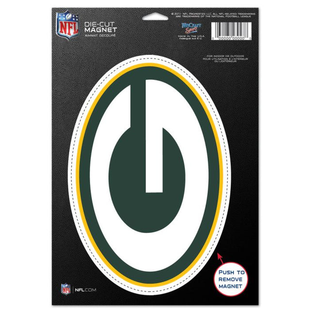 Imán troquelado con el logotipo de los Green Bay Packers, 6,25" x 9"