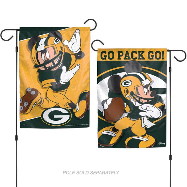 Banderas de jardín de Disney y Green Bay Packers, de 2 lados, 12,5" x 18"