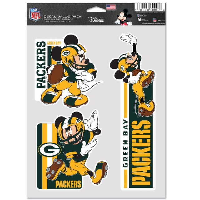 Paquete de 3 ventiladores multiusos de los Green Bay Packers y Disney Mickey Mouse