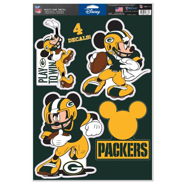 Calcomanía multiusos de los Green Bay Packers y Mickey Mouse de Disney, 11" x 17"