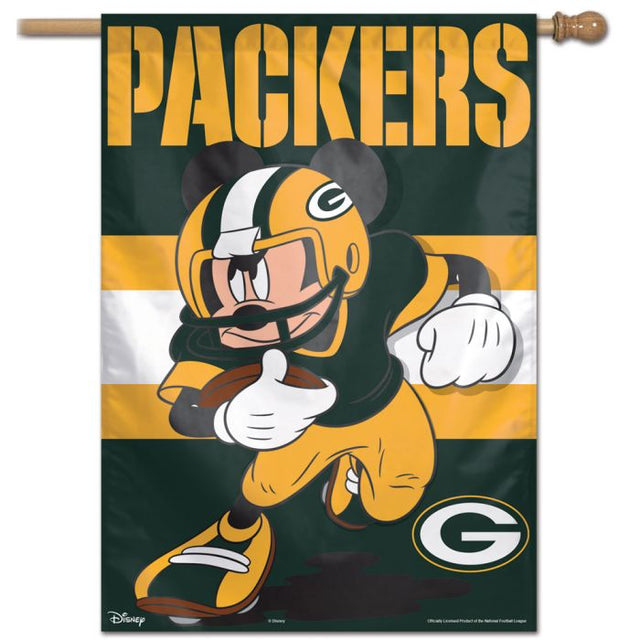 Bandera vertical de los Green Bay Packers / Disney Mickey Mouse de 28" x 40"