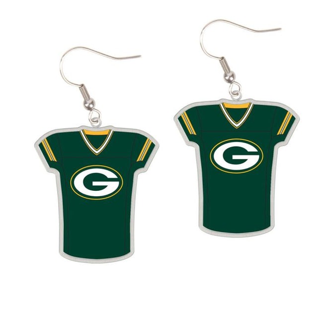 Pendientes de los Green Bay Packers Joyas con camiseta en cartulina