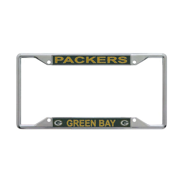 Marco de licencia con estampado de los Green Bay Packers GLITTER de acero inoxidable