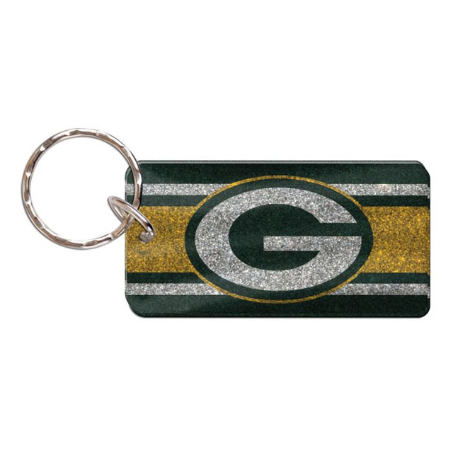 Llavero rectangular con rayas brillantes de los Green Bay Packers