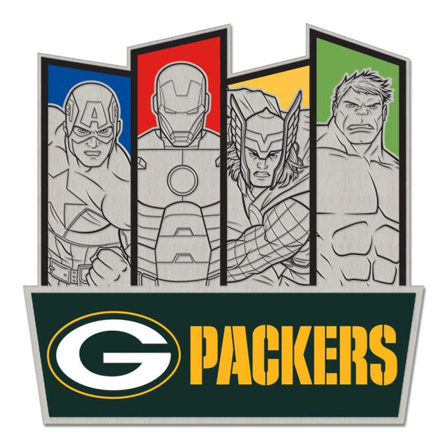 Tarjeta de joyería con pin de colección de Marvel de los Green Bay Packers/Marvel (C) 2021