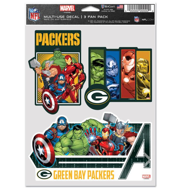 Green Bay Packers / Marvel (C) Paquete de 3 fanáticos multiusos de Marvel 2021