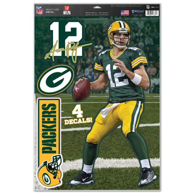 Calcomanía multiusos de los Green Bay Packers de 11" x 17" de Aaron Rodgers