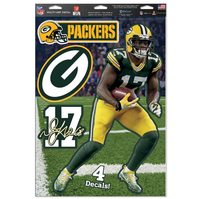 Calcomanía multiusos de los Green Bay Packers de 11" x 17" de Davante Adams