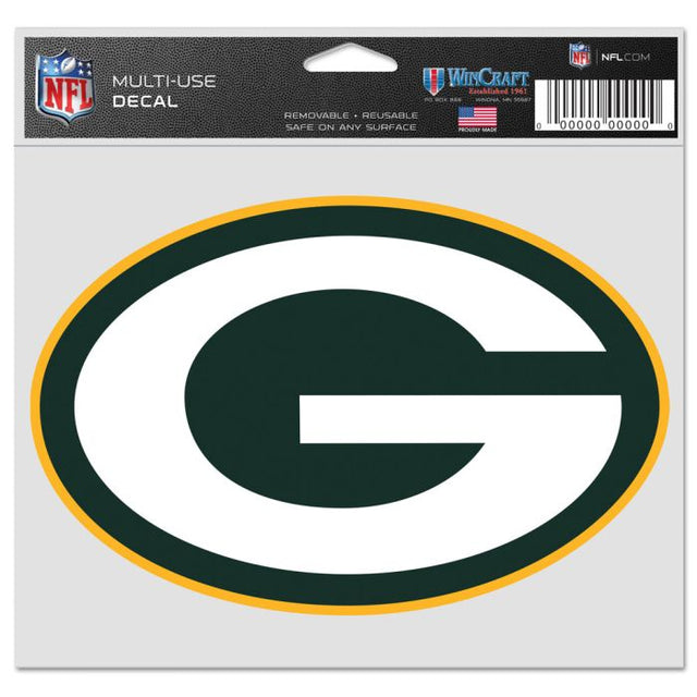 Calcomanía multiusos de los Green Bay Packers, fondo transparente, 5" x 6"