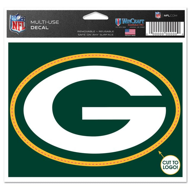 Calcomanía multiusos de los Green Bay Packers: cortada con el logotipo de 5" x 6"