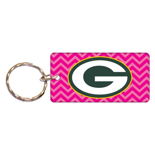 Llavero rectangular con el logo de los Green Bay Packers en forma de CHEVRON ROSA