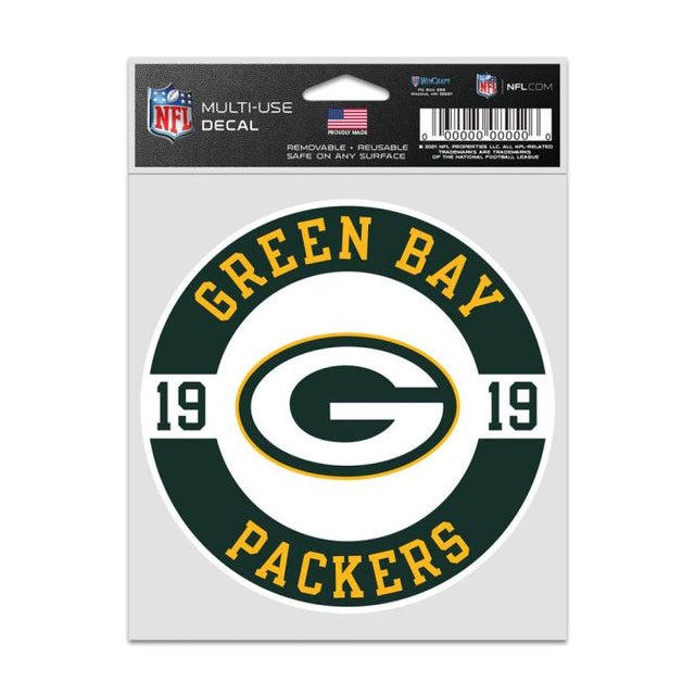 Calcomanías para fanáticos con el parche de los Green Bay Packers de 3,75" x 5"