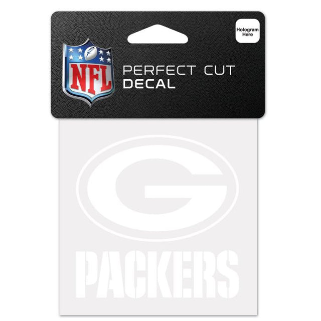 Calcomanía de corte perfecto de los Green Bay Packers, color blanco, 4" x 4"