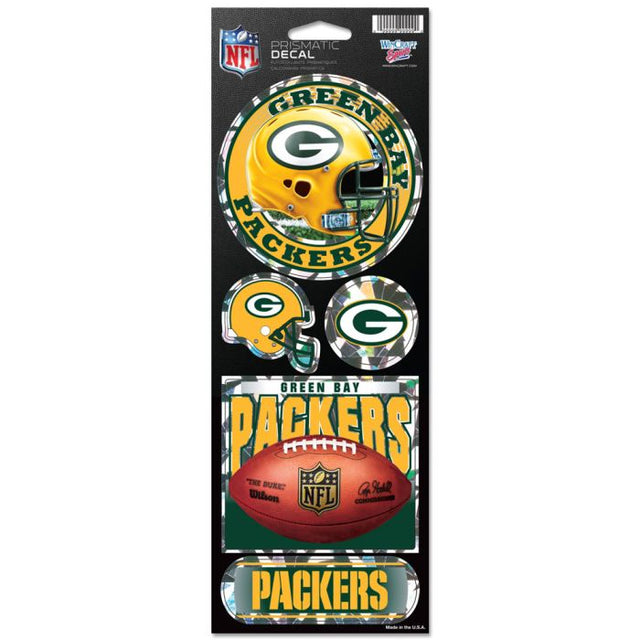 Calcomanía prismática de los Green Bay Packers de 4" x 11"