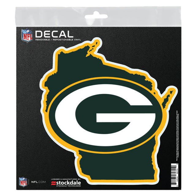 Calcomanía para todas las superficies con la palabra STATE SHAPE de los Green Bay Packers, 6" x 6"