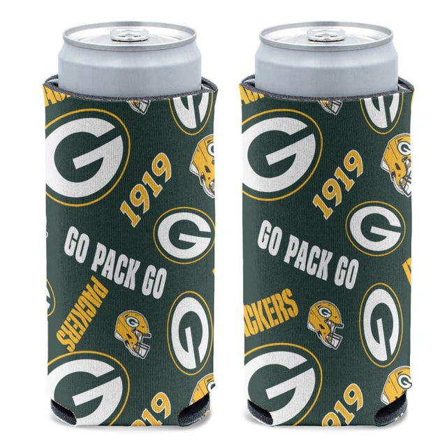 Enfriador de latas delgadas de 12 oz con estampado disperso de los Green Bay Packers