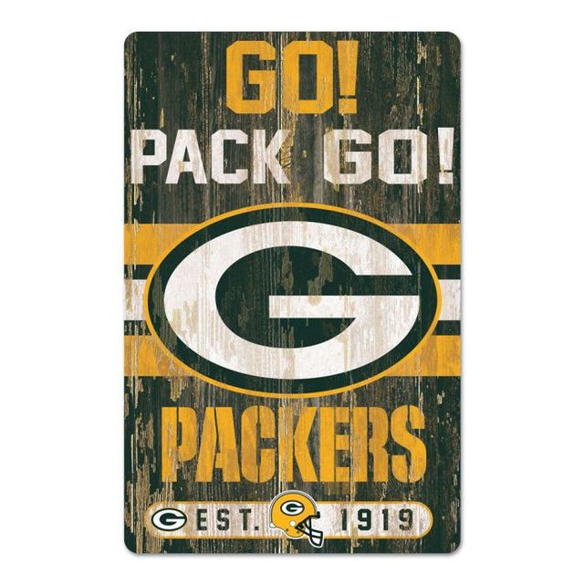 Letrero de madera con el eslogan de los Green Bay Packers, 11" x 17", 1/4" de grosor