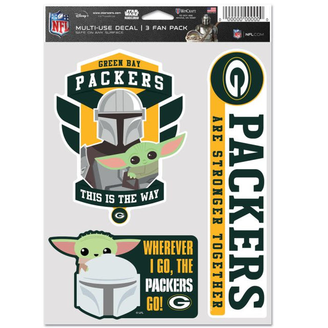 Paquete multiusos para 3 fanáticos de los Green Bay Packers/Star Wars Mandalorian