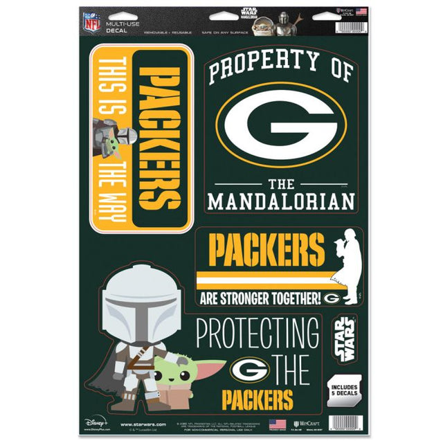 Calcomanía multiusos de los Green Bay Packers y Star Wars Mandalorian de 11" x 17"