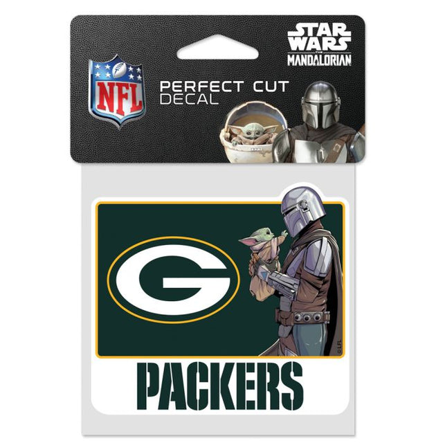 Calcomanía de color de corte perfecto de los Green Bay Packers / Star Wars Mandalorian de 4" x 4"