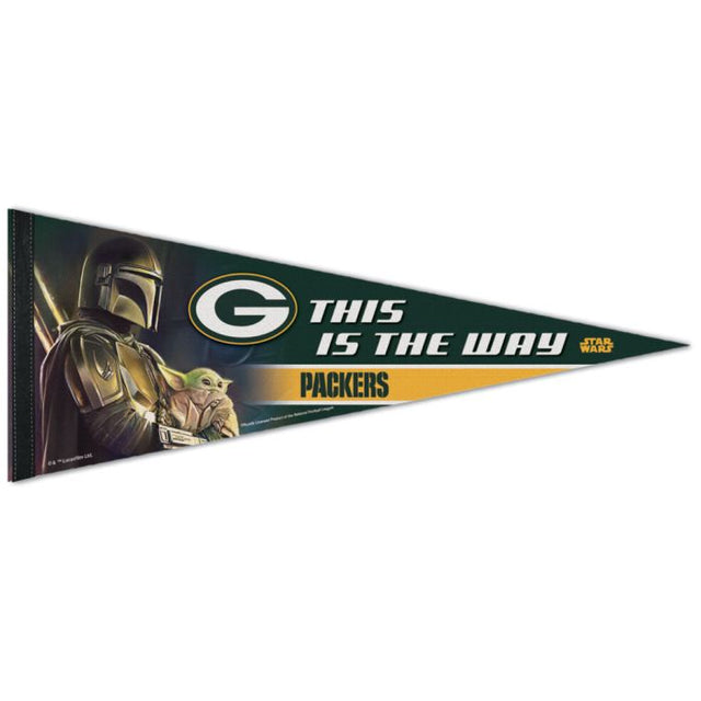 Banderín premium de los Green Bay Packers / Star Wars Mandalorian de 12" x 30"